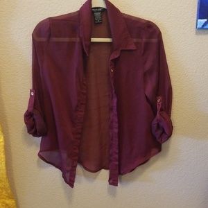 Shear short sleeved blouse
